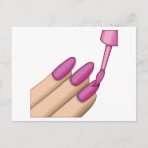 Pink Nail Polish - Emoji Postcard