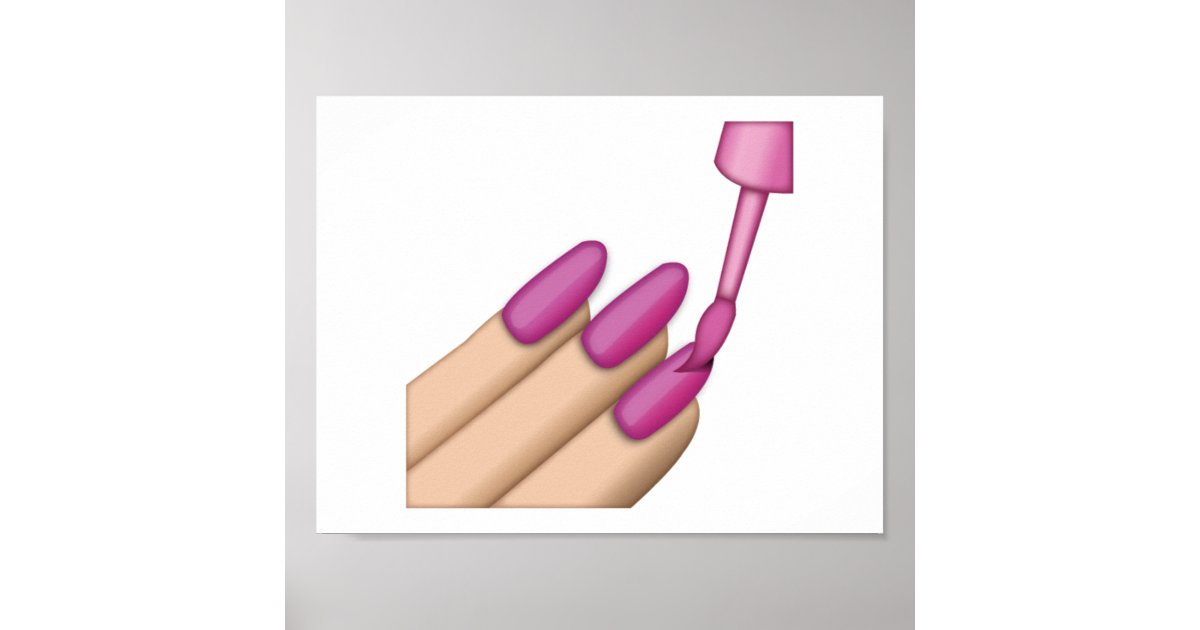 Pink Nail Polish Emoji Poster Zazzle