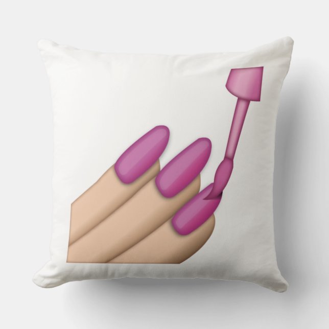 Pink Nail Polish - Emoji Throw Pillow (Front)