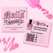 Pink Nail Tech Gothic Lettering QR Code Square