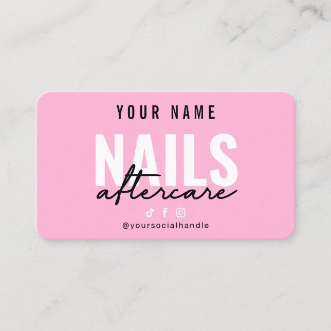  Pink Nails Aftercare Card (Front)