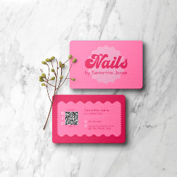 Pink Nails Drips QR Code Business Card