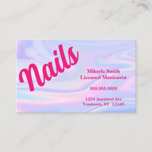 Pink Nails on Iridescent Background Business Card