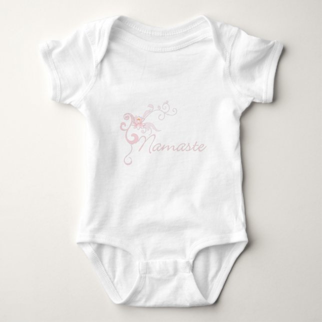 Pink Namaste with scrolls and swirls Baby Bodysuit (Front)