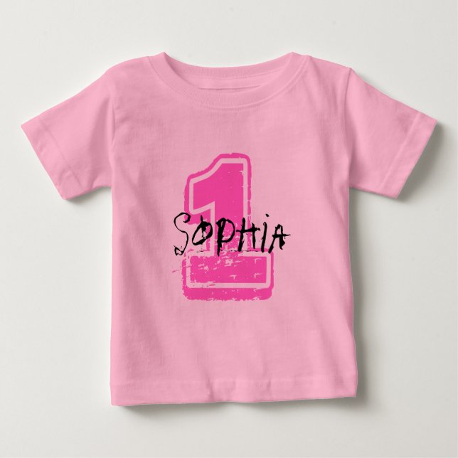 Pink Name and Age Birthday T-shirt (Front)