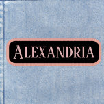 Pink Name And Black Rectangular Patch at Zazzle