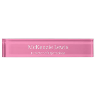 Pink Name and Job Title Desk Name Plate