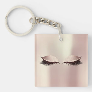 Pink Name Blush Girly Makeup Lashes Name Eyes Keychain