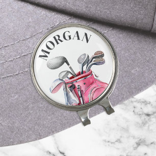 Pink Name Monogram Golf Hat Clip