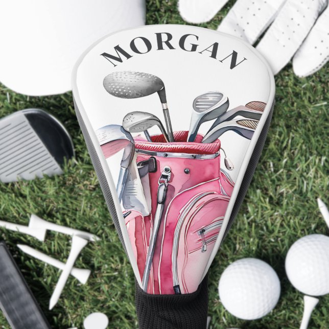 Pink Name Monogram Personalized Golf Head Cover (Pink Name Monogram Golf Head Cover)