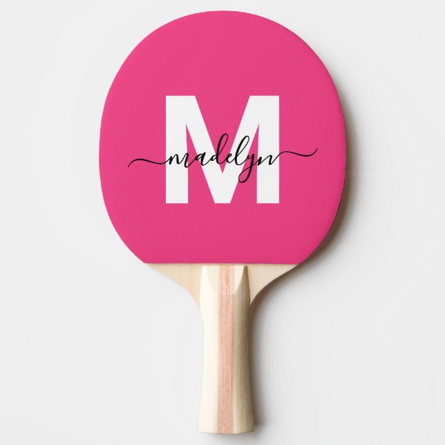 Pink Name Monogram Ping Pong Paddle (Front)