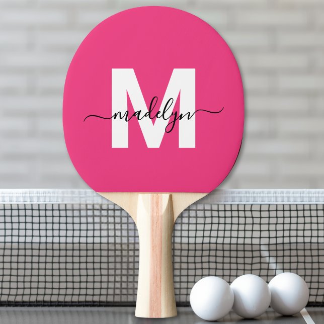Pink Name Monogram Ping Pong Paddle (Pink Name Monogram Ping Pong Paddle )