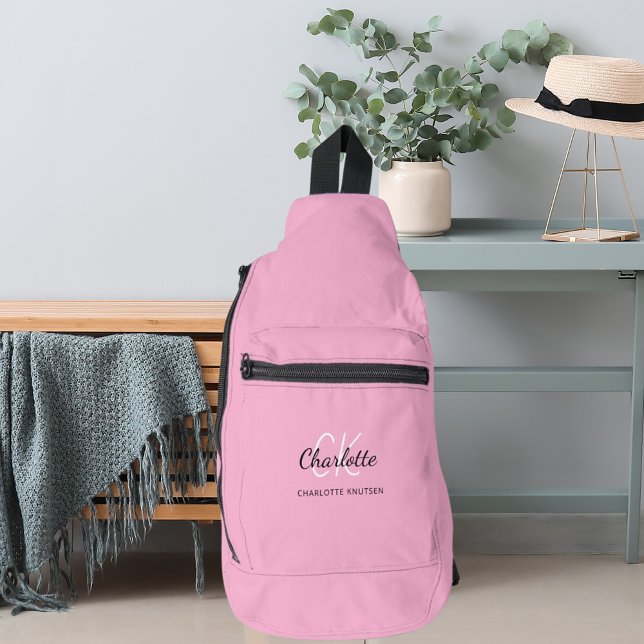 Pink name monogram sling bag (Creator Uploaded)