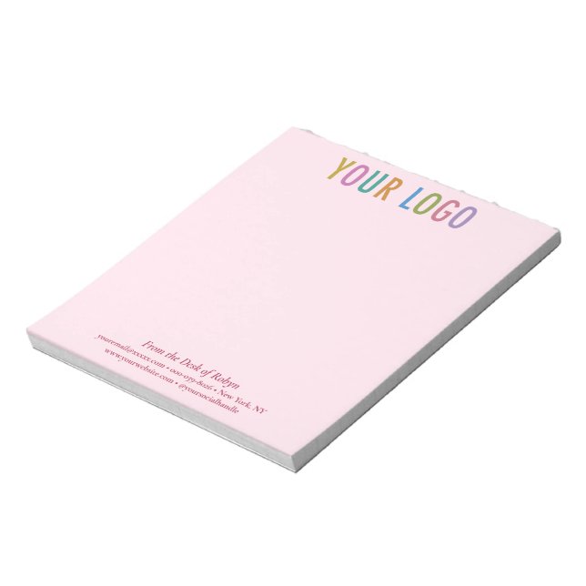 Pink Name Notepad Custom Company Logo Personalized (Rotated)