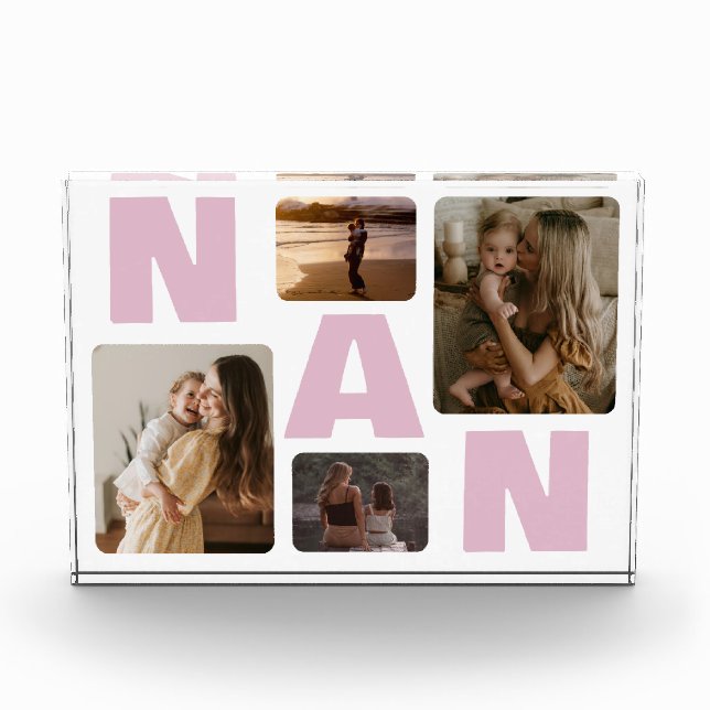 Pink Nan Grandma's Family Photo Collage  (Front)