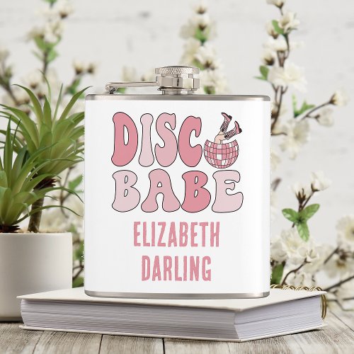 Pink Nashville Disco Bachelorette Personalized Flask