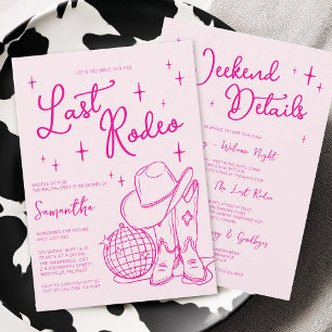 Pink Nashville Last Rodeo Bachelorette Weekend Invitation