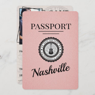 Pink Nashville Passport Save The Date