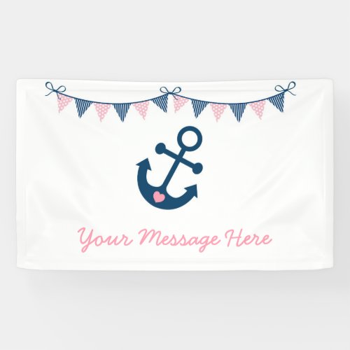 Pink Nautical Anchor Baby Shower Banner