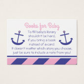 Pink Nautical Anchor Baby Shower Bring a Book Card (Front)