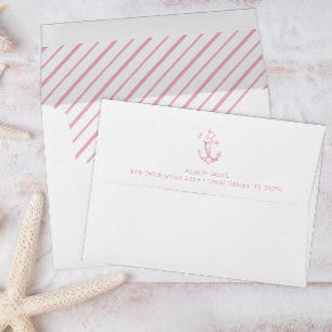 Pink Nautical Anchor Baby Shower Envelope