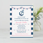 Pink Nautical Anchor Baby Shower Invitation (Standing Front)