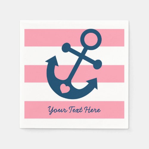 Pink Nautical Anchor Baby Shower Napkins