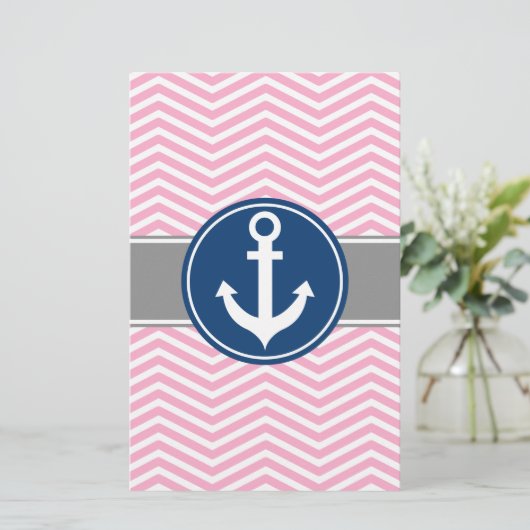 Pink Nautical Anchor Chevron (Standing Front)