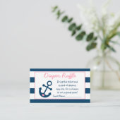 Pink Nautical Anchor Diaper Raffle Tickets Enclosure Card (Standing Front)