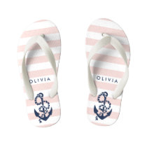Pink Nautical Anchor Girls Flip Flops Pink Nautical Anchor Girls Flip Flops