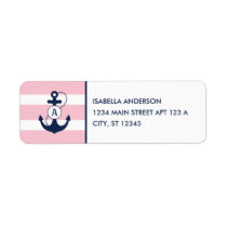 Pink Nautical Anchor Monogram Label
