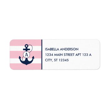Pink Nautical Anchor Monogram Label by snowfinch at Zazzle