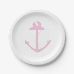 Pink Nautical Anchor Paper Plates