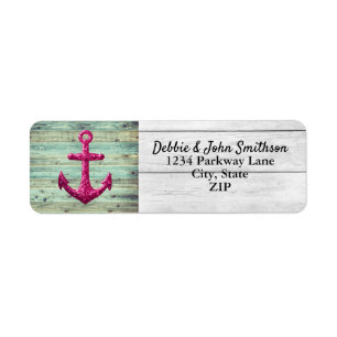 Pink Nautical Anchor Sailing Ocean Sweet Maritime Label