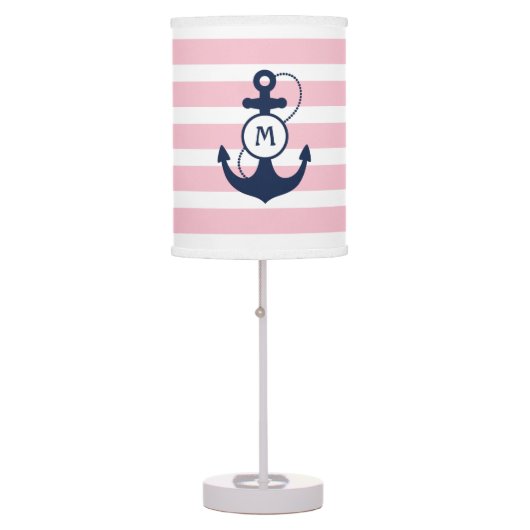 Pink Nautical Anchor Table Lamp (Front)
