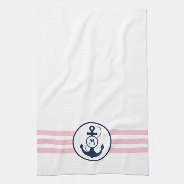 Pink Nautical Anchor Towel (Vertical)
