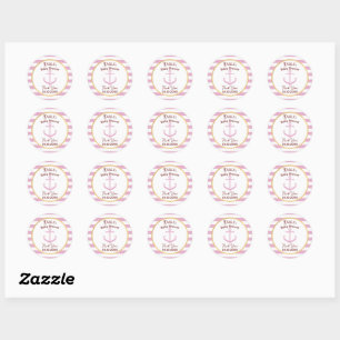 Pink Nautical Baby Event Stickers - Baby Shower