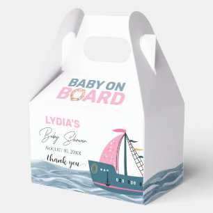 Pink Nautical Baby on Board Baby Shower Favor Boxes