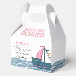 Pink Nautical Baby on Board Baby Shower Favor Boxes