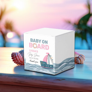 Pink Nautical Baby on Board Baby Shower Favor Boxes
