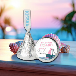 Pink Nautical Baby on Board Baby Shower Hershey®'s Kisses®