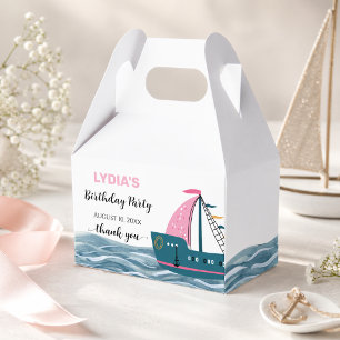 Pink Nautical Baby on Board Birthday Party Favor Boxes