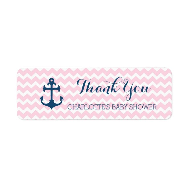 Pink Nautical Baby Shower Favor Labels (Front)