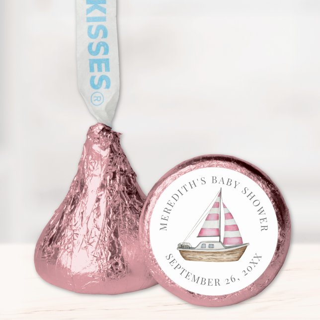 Pink Nautical Baby Shower Hershey®'s Kisses® (Pink Nautical Baby Shower Hershey®'s Kisses®)