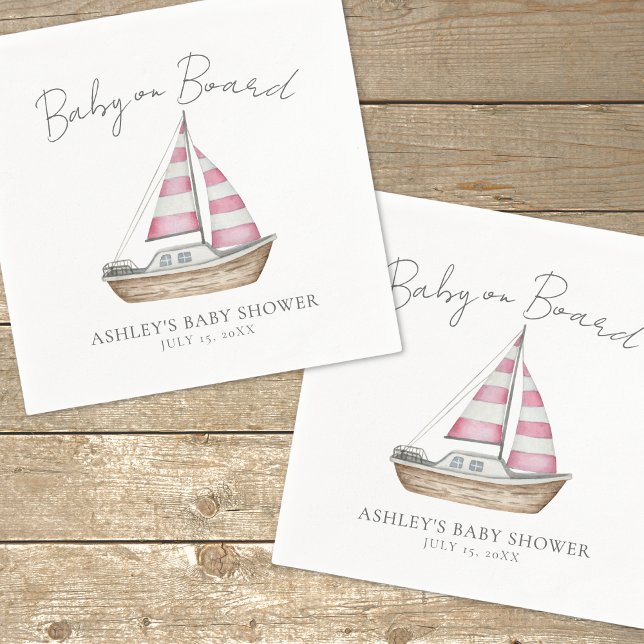 Pink Nautical Baby Shower Napkins (Pink Nautical Baby Shower Napkins)