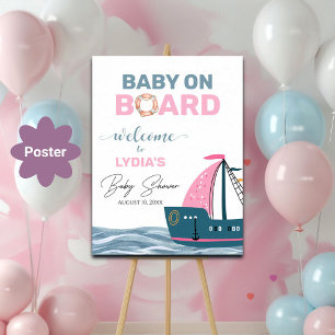 Pink Nautical Baby Shower Welcome Poster