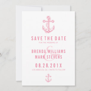 Pink Nautical Boat Anchor Save The Date
