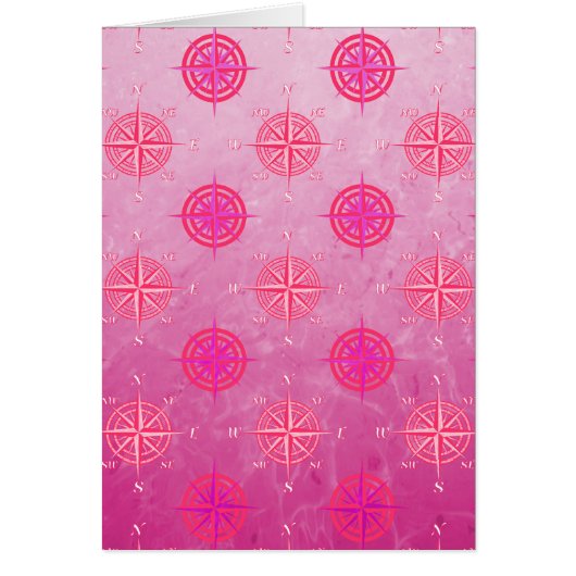 Pink Nautical Compass Rose Cards (Front)