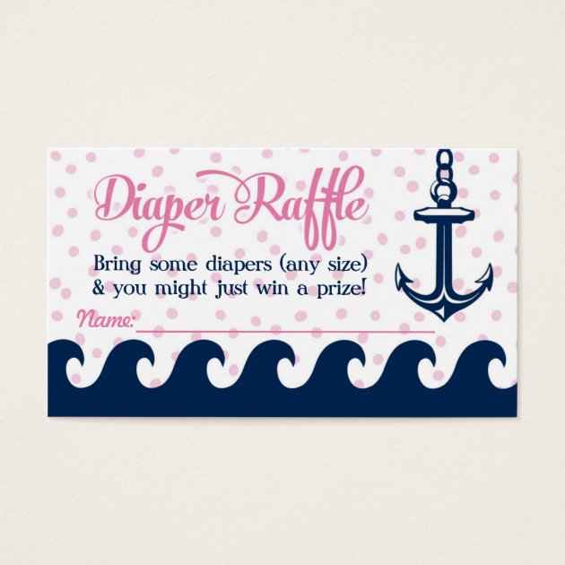 Pink Nautical Diaper Raffle Invitations Girl Baby Shower