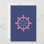 Pink Nautical Girl Baby Shower Invitation Ahoy (Back)